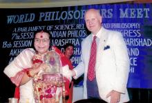 Shri Mataji with Claes Nobel at MIT college, Pune, India